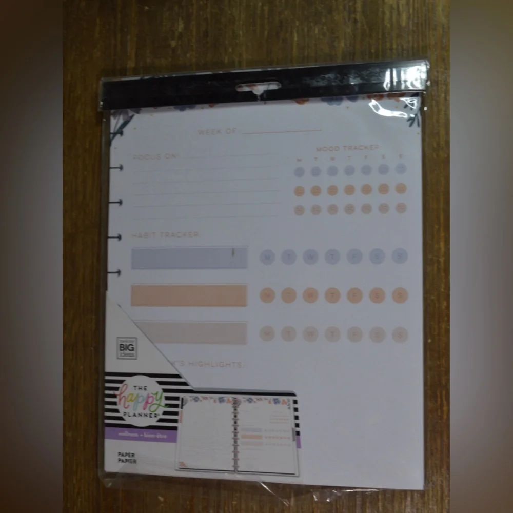 Happy Planner Classic Fill Paper Wellness Habit Tracker Refill Sheets